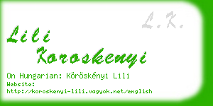 lili koroskenyi business card